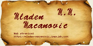 Mladen Macanović vizit kartica